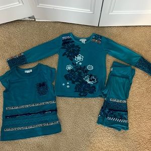 Naartjie kids 3 piece set turquoise size xs 3 years old